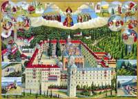 Литография с план на манастира „Св. Георги Зограф“ в Атон – картина от едно от житията на великомъченика