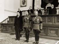 Професор Богдан Филов, княз Кирил и генерал-лейтенант Никола Михов полагат клетва като регенти на 11 септември 1943 г.