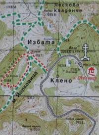Карта с маршрута „По стъпките на Ботев” – връх Околчица е доста далеч от местността Йолковица, където се твърди, че загива поетът-революционер
