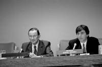 Кариерата на Ганев е в апогея си през 1992 година, когато поема председателството на Общото събрание на ООН  Снимка ООН 