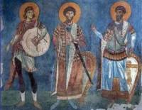 Стара фреска, даваща представа за въоръжението на християните по онова време