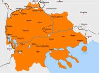 Географската област Македония през Средновековието (в оранжево)