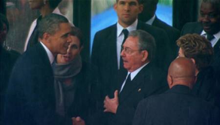 Ръкостискането между Обама и Кастро