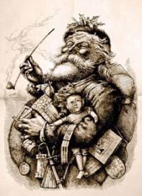 Санта Клаус, нарисуван от Томас Наст през 1881 г.