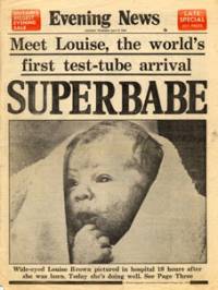 Съобщение в международната преса за раждането на първото бебе от епруветка Луиза Браун