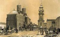 Старинна картичка с изображението на църквата „Три светители“ в Яш
