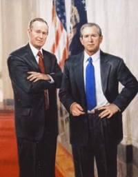 Двамата Буш, нарисувани от българина
