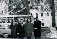 Научната група на Националния военноисторически музей: Димитър Овчаров, Николай Домусчиев, Ташо Ташев, Иван Драев (от ляво надясно), през февруари 1973 г.