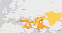 Карта на разпространението на черния лешояд – в Европа почти го няма, но пък ние усвояваме милиони да си го завъдим