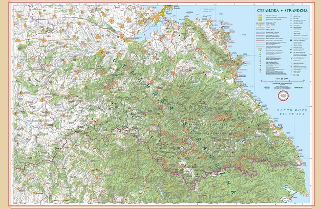 Дариха на Малко Търново голямоформатна карта на Странджа