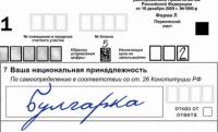 Мястото във формуляра за всерусийското преброяване, където с гордост всеки, който се чувства българин, може да заяви свободно националността си