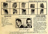 Пръстовите отпечатъци на Дилинджър в криминалното му досие